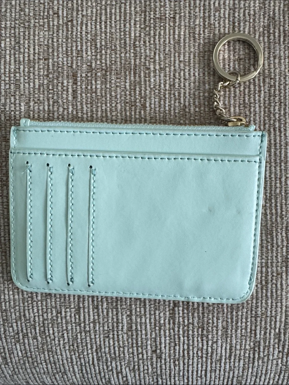 kate spade Mint Green Leather Zip Card Case with Key Ring